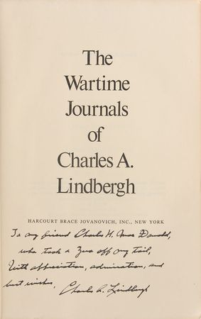 Lot #306 Charles Lindbergh: Inscribed to the fighter pilot who “took a Zero off my tail” - Image 1