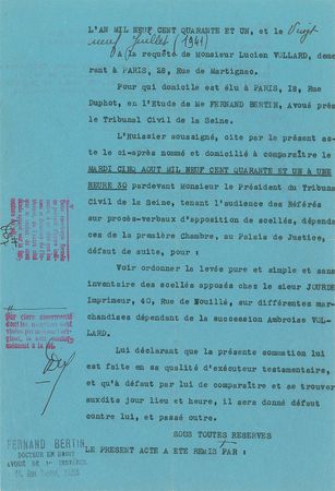 Lot #369 Ambroise Vollard Document - Image 2