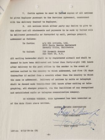 Lot #681 Some Like It Hot: Curtis and Lemmon sign on for the film classic - Image 1