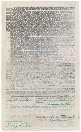 Lot #735 Emmett Kelly, Sr: Emmet Kelly?s Ringling Bros. contract - Image 1