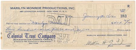 Lot #748 Marilyn Monroe: Milton Greene Check - Image 1