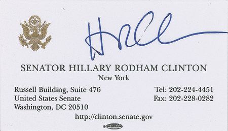 Lot #163. Hillary Clinton Business Card