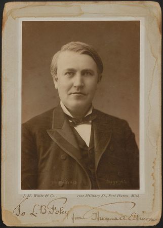 Lot #41 Thomas Edison: Stunning early portrait of the light bulb inventor - Image 1