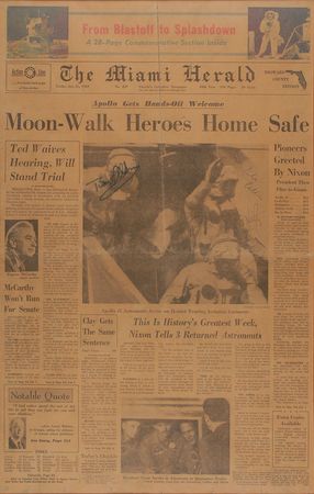 Lot #316 Apollo 11: Fully signed day-after-splashdown newspaper - Image 3
