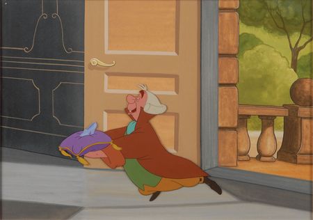 Lot #447 Footman and Glass Slipper production cel from Cinderella Production Cel - Image 1