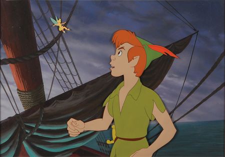 Lot #457 Peter Pan and Tinker Bell production cels and production background from Peter Pan: Fanciful scene from Peter Pan - Image 1