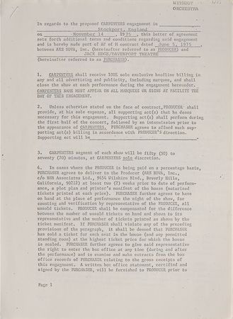 Lot #603 Karen Carpenter Signed Document - Image 2