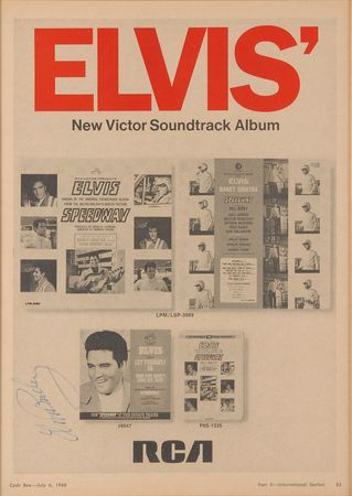 Lot #578 Elvis Presley: Speedway soundtrack advertisement signed by the King - Image 2