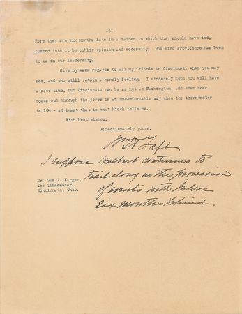 Lot #107 William H. Taft Typed Letter Signed - Image 3