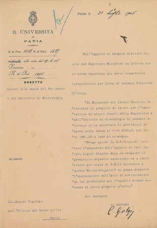 Lot #3 Camillo Golgi Typed Letter Signed
