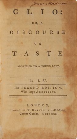 Lot #72 James Madison: Rare treatise from Madison?s library - Image 1