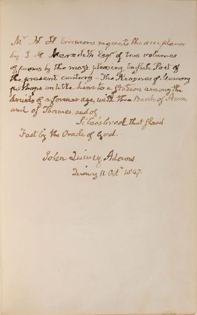 Lot #74 John Quincy Adams: Gorgeous volume by “the most pleasing English Poet of the present century” - Image 1