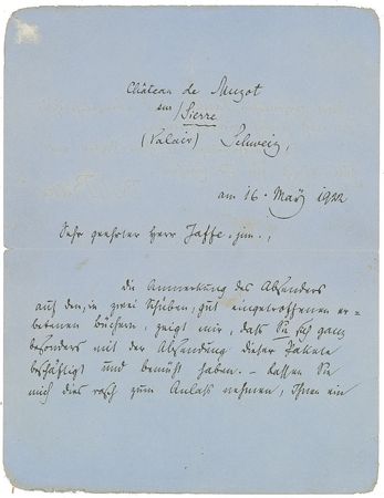 Lot #426 Rainer Maria Rilke: From the Chateau de Muzot in 1922, Rilke thanks a beloved bookseller - Image 1