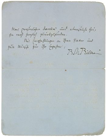 Lot #426 Rainer Maria Rilke: From the Chateau de Muzot in 1922, Rilke thanks a beloved bookseller - Image 2