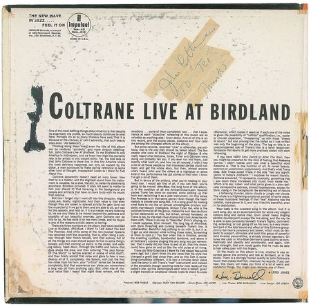 Lot #533 John Coltrane: Live at Birdland - Image 1