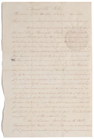Lot #13 James K. Polk and James Buchanan: Uncommon Polk–Buchanan pardon for a troublesome ship’s captain - Image 2