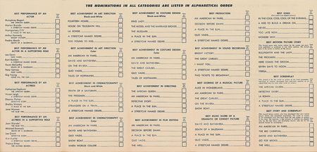 Lot #8175 Academy Awards 1951 Ballot - Image 2