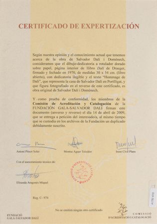 Lot #393 Salvador Dali: Surrealist sketch and full-page signature - Image 3