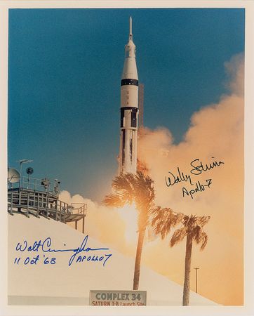 Lot #300 Wally Schirra and Walt Cunningham Signed Photograph - Image 1