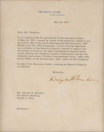 Lot #51 Dwight D. Eisenhower: President Eisenhower ends a strike against a nuclear manufacturer - Image 2