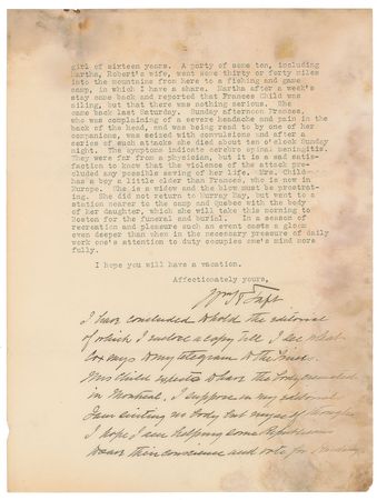 Lot #40 William H. Taft: “I hope I am helping some Republicans to save their conscience and vote for Harding” - Image 3