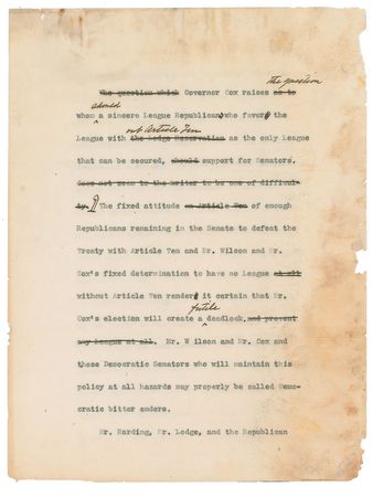 Lot #40 William H. Taft: “I hope I am helping some Republicans to save their conscience and vote for Harding” - Image 4