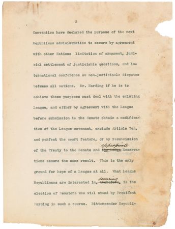 Lot #40 William H. Taft: “I hope I am helping some Republicans to save their conscience and vote for Harding” - Image 5