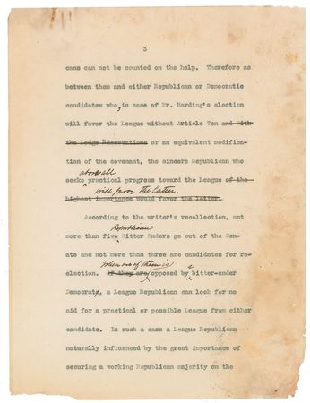 Lot #40 William H. Taft: “I hope I am helping some Republicans to save their conscience and vote for Harding” - Image 6