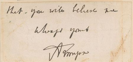 Lot #473 Alfred, Lord Tennyson and William Makepeace Thackeray Signature - Image 2