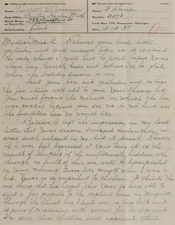 Lot #211 Fred Burke: Rare Xmas letter from the imprisoned Prohibition hitman - Image 1