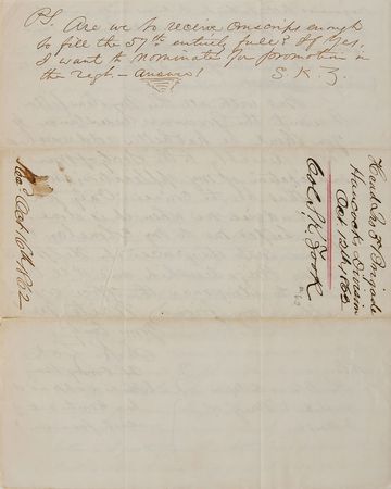 Lot #271 Samuel K. Zook: Zook implores Chester Arthur to help him get promoted: 