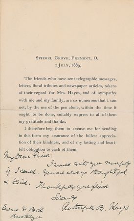 Lot #27 Rutherford B. Hayes Signed Note