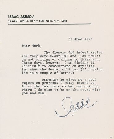 Lot #436 Isaac Asimov: Correspondence with the Hayden Planetarium director - Image 1