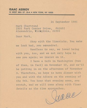 Lot #436 Isaac Asimov: Correspondence with the Hayden Planetarium director - Image 2