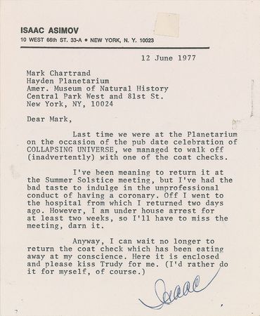 Lot #436 Isaac Asimov: Correspondence with the Hayden Planetarium director - Image 3