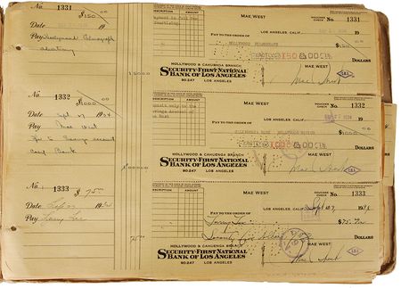 Lot #682 Mae West: Mae West?s 1934 ledger?a remarkable 265 signed checks - Image 1