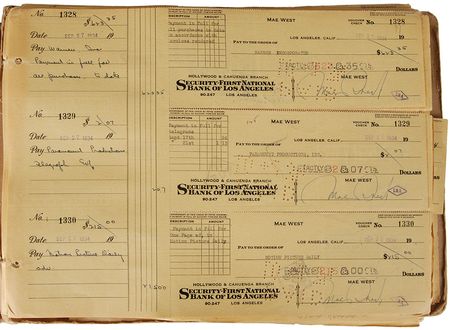 Lot #682 Mae West: Mae West?s 1934 ledger?a remarkable 265 signed checks - Image 2