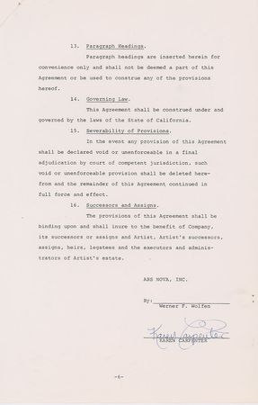 Lot #527 The Carpenters Signed Document - Image 2