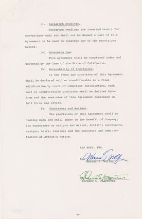 Lot #527 The Carpenters Signed Document - Image 4
