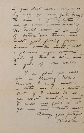 Lot #415 Kahlil Gibran: ?Your tresses, like molten gold, falling from heaven to the earth, will be a pleasant sight to the gods of this world? - Image 4