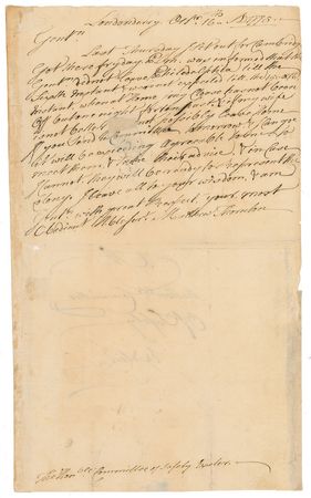 Lot #112 New Hampshire: Matthew Thornton: ?They will be ready to Represent the Colony??New Hampshire?s delegation for a critical 1775 conference with Washington - Image 1