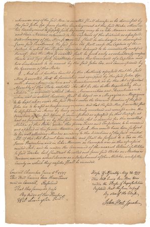 Lot #129 New Jersey: John Hart:  Recognizing the need to resupply the Continental Army as ?speedily as possible with a Quantity of Cannon, Cannon Shot, Camp Kettles and other Implements? in 1777 - Image 2
