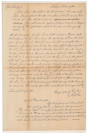 Lot #138 Pennsylvania: James Smith Signed Document - Image 1