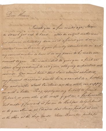 Lot #154 North Carolina: William Hooper: Hooper sends word of British movement to fellow Southern signer Joseph Hewes: ?It is said that the Enemy have all of them returned to Augustine except the 71st Regt which is ordered to N York? - Image 1