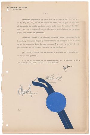 Lot #195 Fidel Castro: Immediately after taking power in 1959, Castro reforms the ?Jose Marti National Library? - Image 2