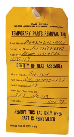 Lot #321 Apollo 16 Flown Klixon Control Panel Switch: Flown on Apollo 16 - Image 2