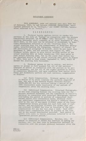 Lot #808 Sidney Poitier Signed Document - Image 1