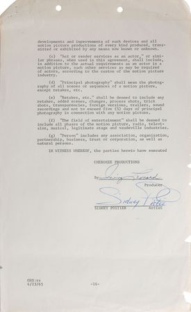 Lot #808 Sidney Poitier Signed Document - Image 2