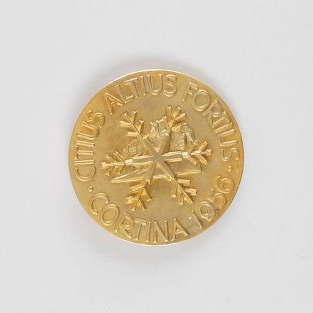 Lot #9082 Cortina 1956 Winter Olympics Gold Winner?s Medal - Image 2