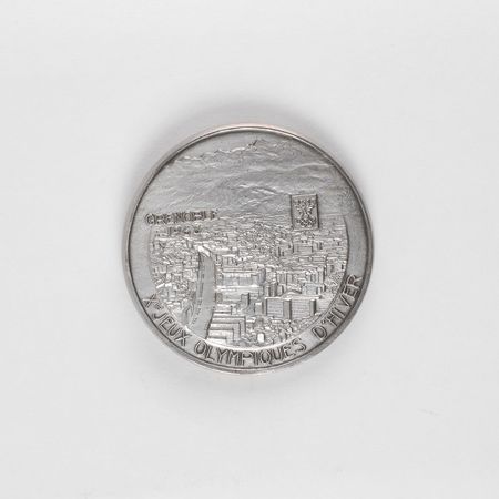 Lot #9105 Grenoble 1968 Winter Olympics Silver Plated Participation Medal - Image 2